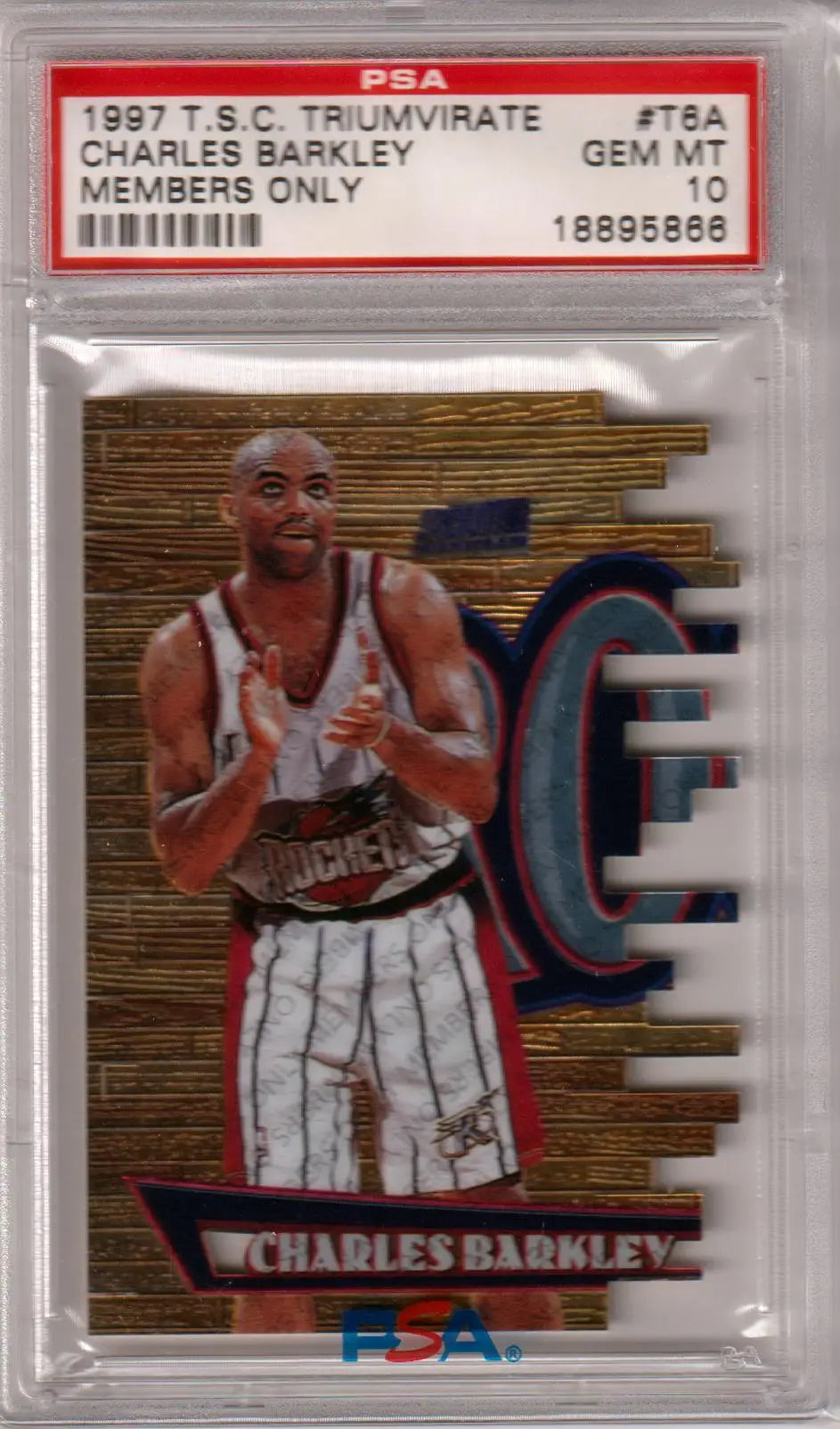 Graded Charles Barkley basketball card from Stadium Club Triumvirate collectible by Columbia Hobby