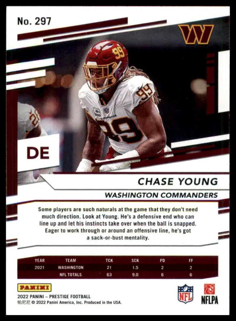 Chase Young 2022 Panini Prestige football card Washington Commanders product display
