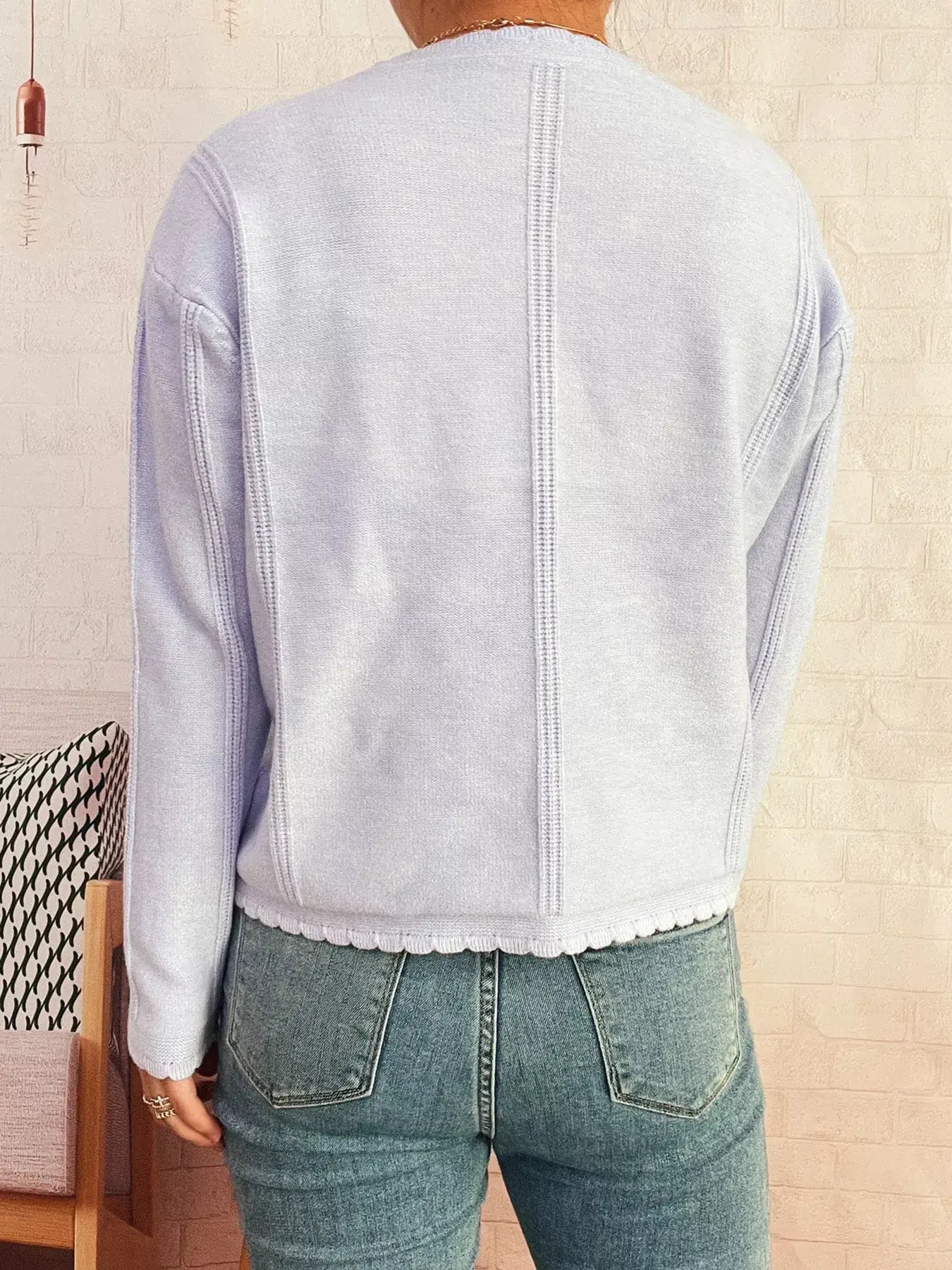 Cherry Embroidered Button Up Cardigan - Cardigan