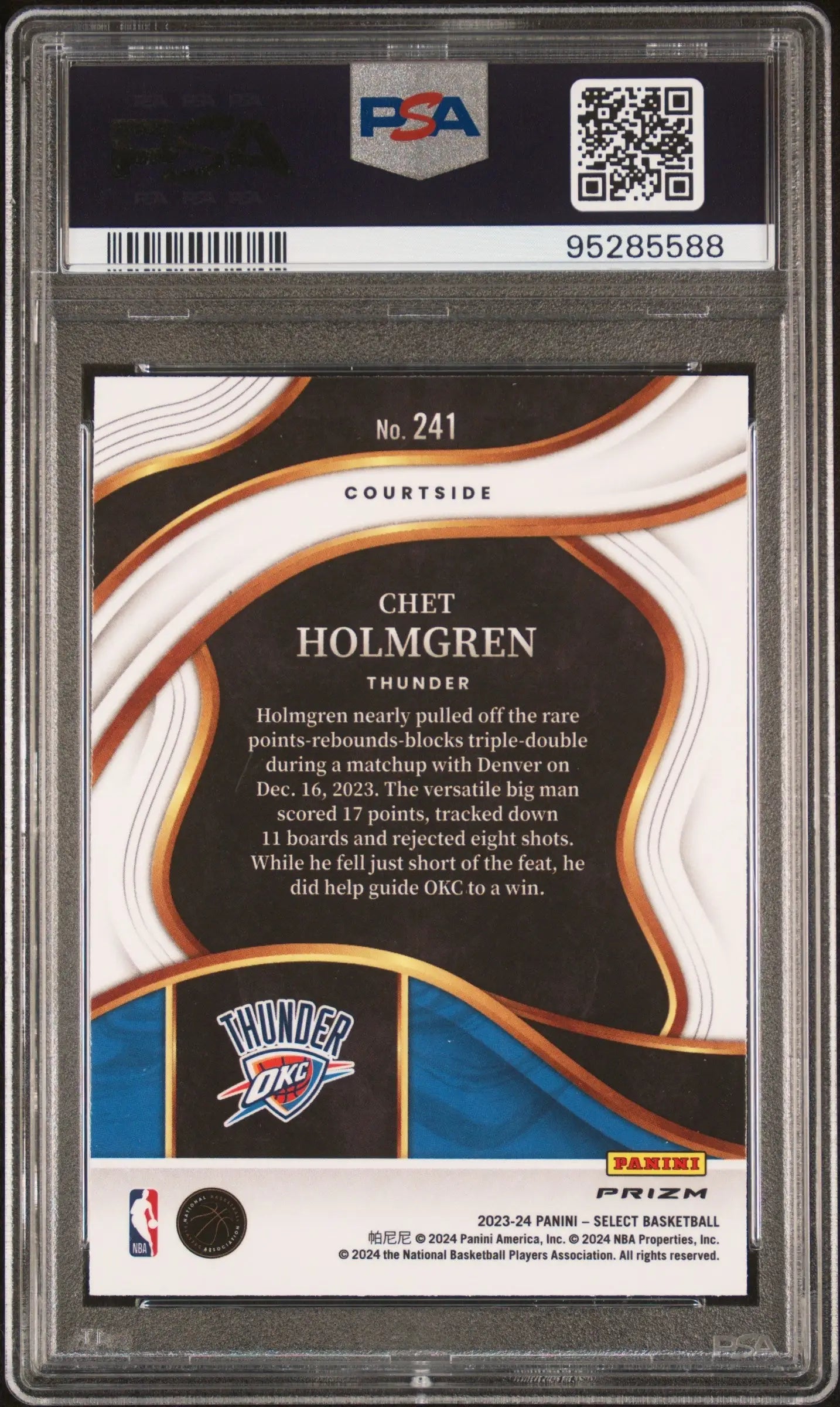 Graded Chet Holmgren 2023 Panini Select Elephant Prizm PSA 10 basketball trading card