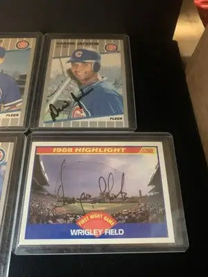 Signed Chicago Cubs baseball cards from the 1989 Fleer Score Topps lot