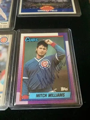 Signed Mitch Williams baseball card from Chicago Cubs 1989 Fleer Score Topps lot