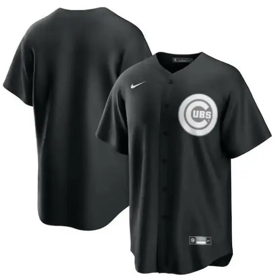 Black Chicago Cubs Nike Lights Out Replica Baseball Jersey displayed in product image