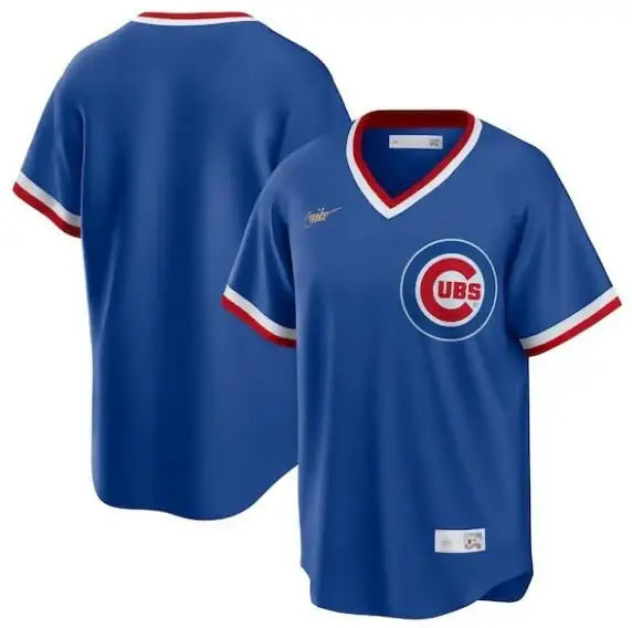 Blue Chicago Cubs Nike Road Cooperstown Collection Team Jersey front view