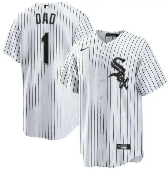 White pinstripe Chicago White Sox Nike #1 Dad Home Replica Baseball Jersey