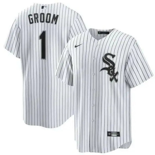 White pinstriped Chicago White Sox Nike home replica baseball jersey