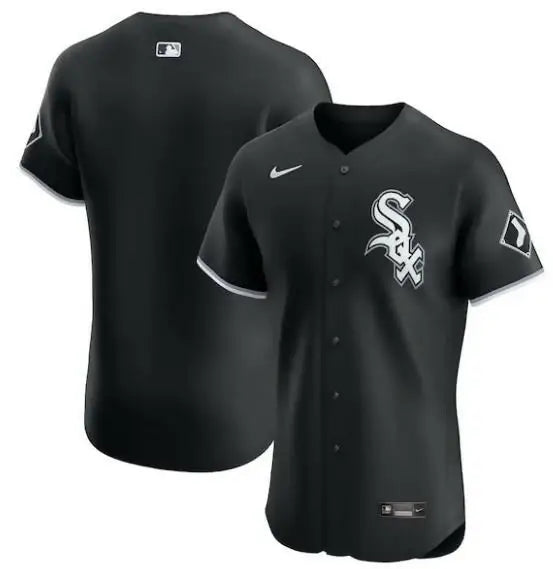 Black Chicago White Sox Nike Alternate Vapor Premier Elite Patch Jersey displayed on a pad