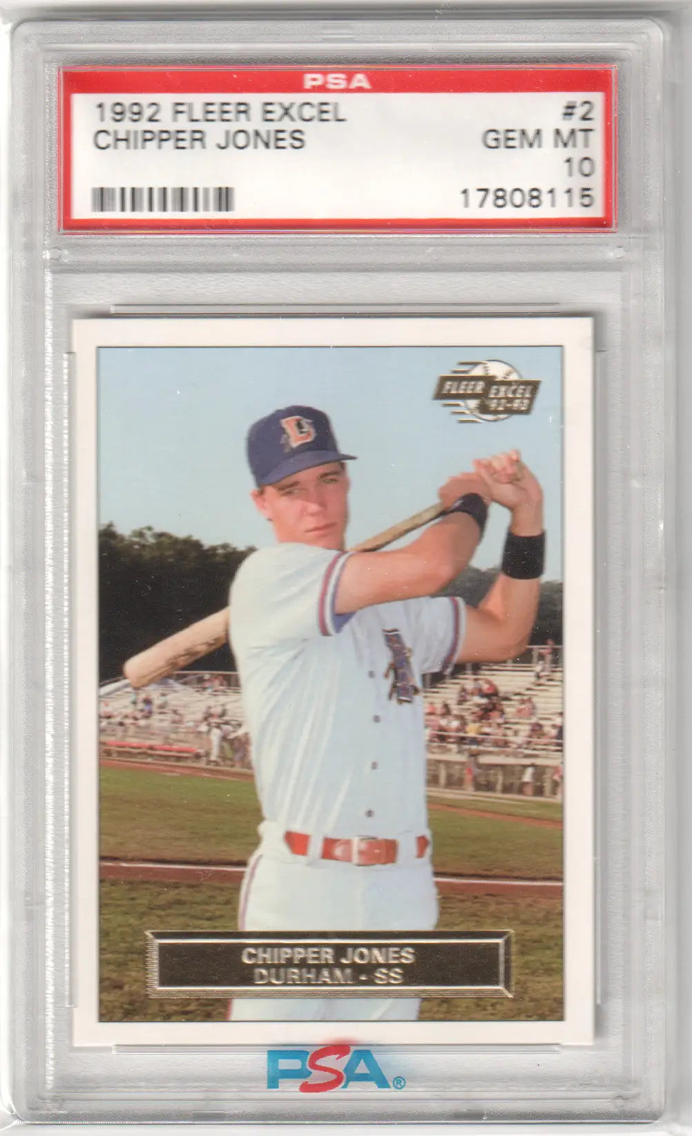 Graded Chipper Jones Fleer Excel baseball card from Columbia Hobby, PSA 10 GEM MINT