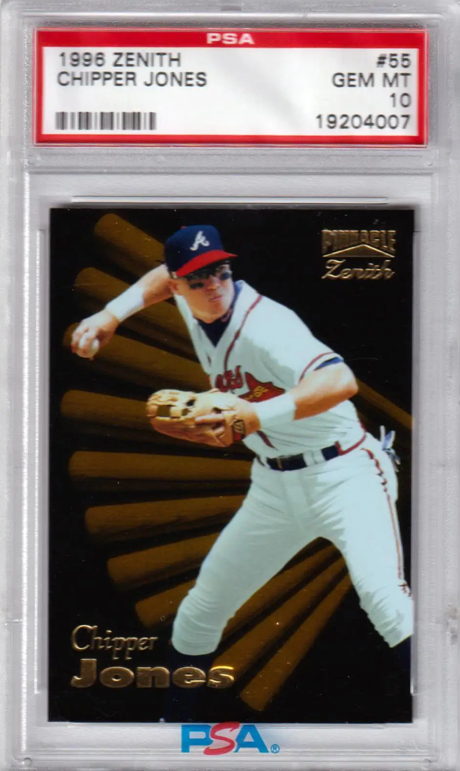 Graded Chipper Jones baseball card from Columbia Hobby, gem mint Braves PSA 10