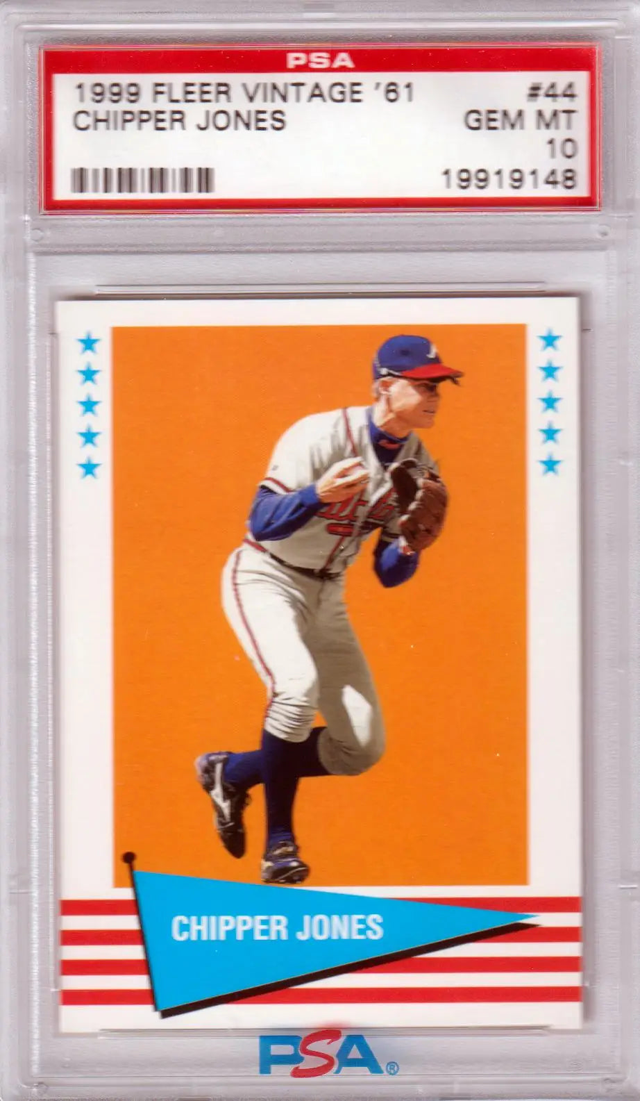 Graded Chipper Jones baseball card from Fleer Vintage series, Columbia Hobby collectibles