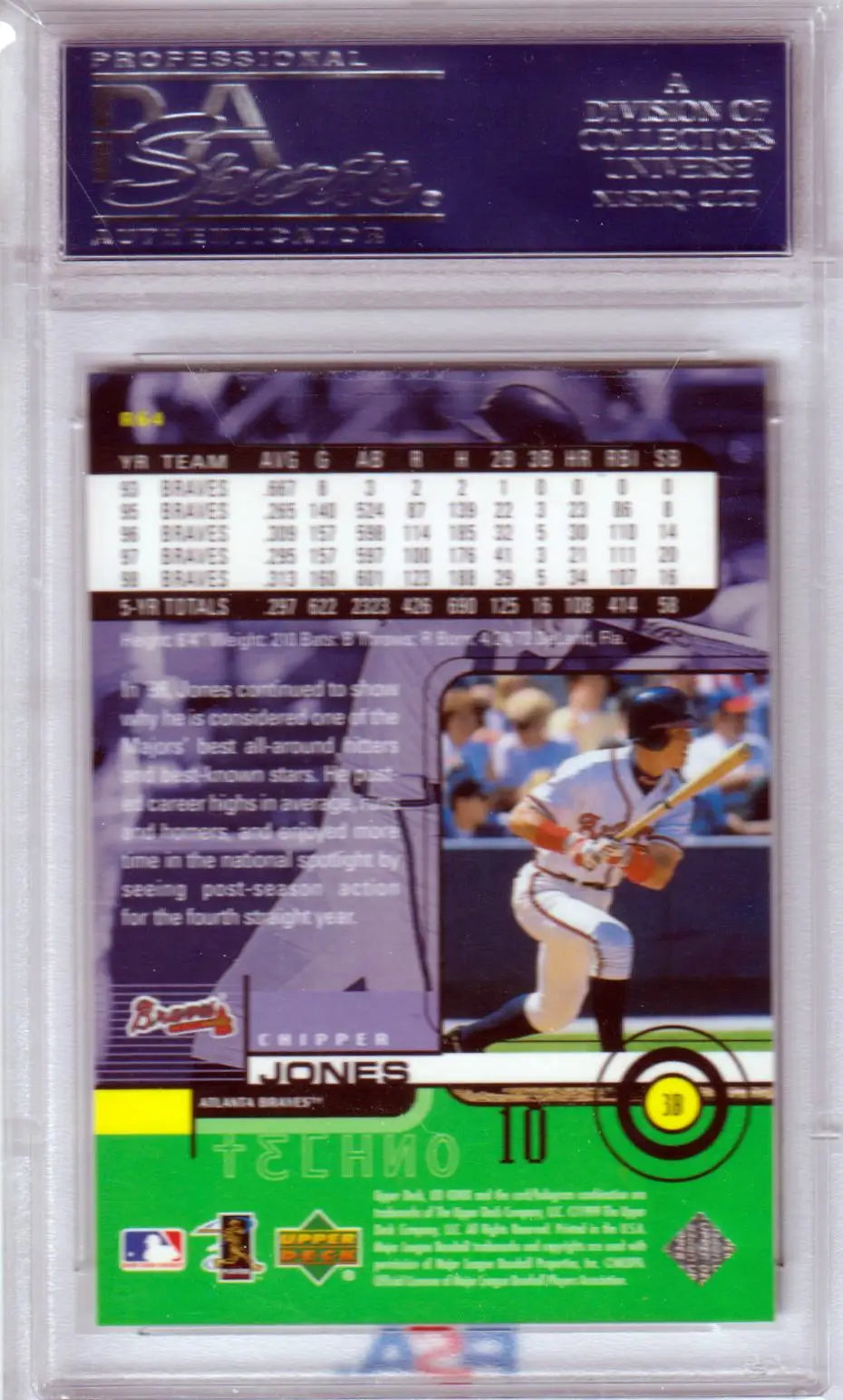 Chipper Jones baseball card from Upper Deck Ionix Techno series in PSA 10 GEM MINT