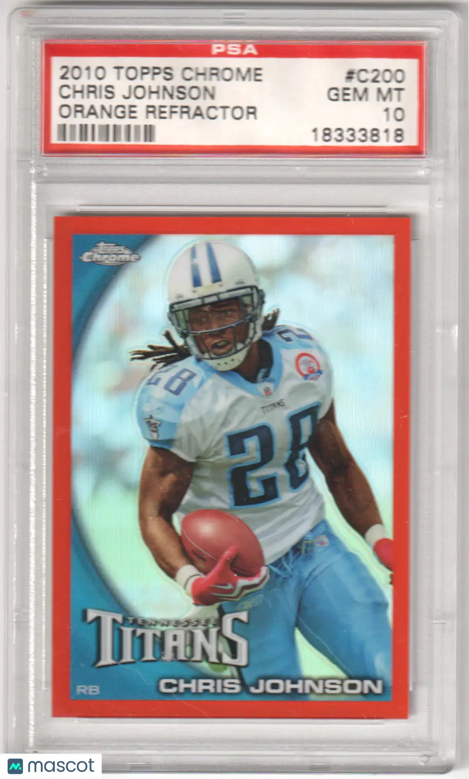 Columbia Hobby Chris Johnson 2010 Topps Chrome C200 Orange Refractor PSA 10 card