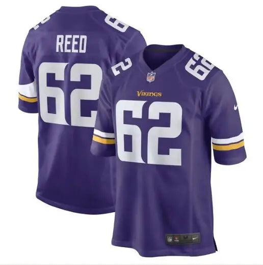 Purple Minnesota Vikings Chris Reed Nike Game Player Jersey with 62 on front and back
