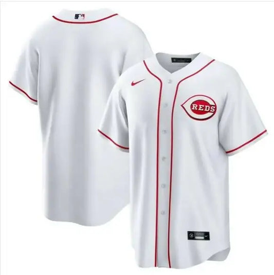 White Cincinnati Reds Nike home replica baseball jersey displayed as product image