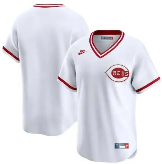 White Cincinnati Reds baseball jersey from Nike Throwback Cooperstown Collection