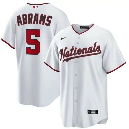 White CJ Abrams Washington Nationals Nike Home Replica Jersey with ABRAMS 5 on back