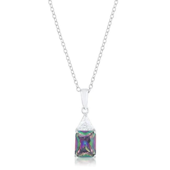 Classic Mystic Cubic Zirconia Rhodium Drop Necklace - Necklace