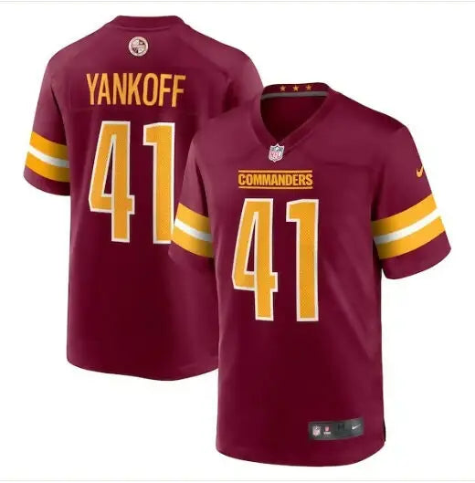 Maroon and gold Washington Commanders Nike Game Jersey with number 41