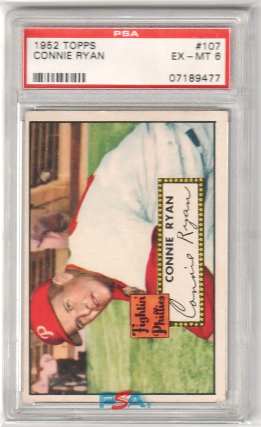Graded Connie Ryan 1952 Topps baseball card on Columbia Hobby eBay listing