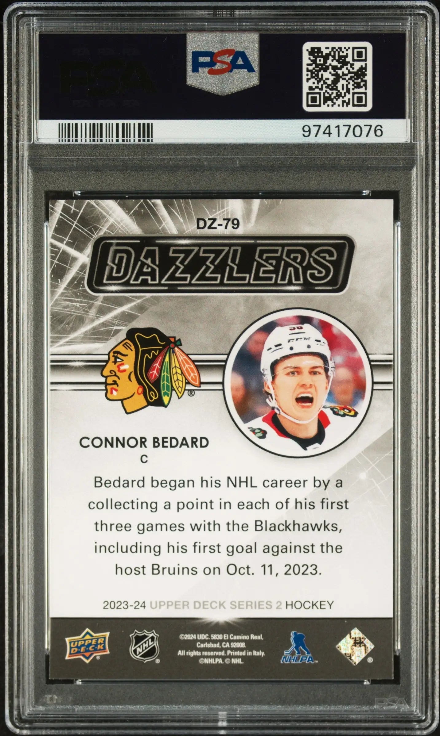 Connor Bedard 2023 Upper Deck Dazzlers Red PSA 10 Gem Mint - Singles