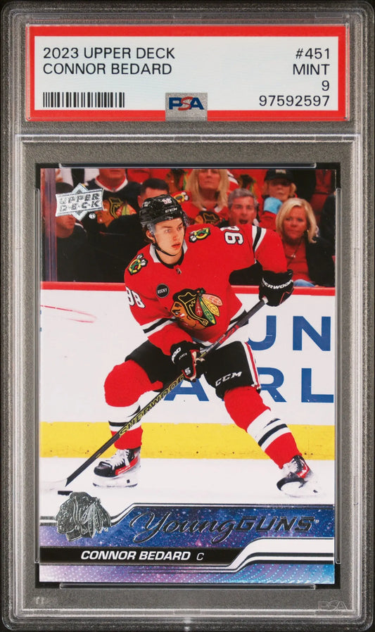 Graded Connor Bedard hockey card Upper Deck Rookie 2023 PSA 9 Mint