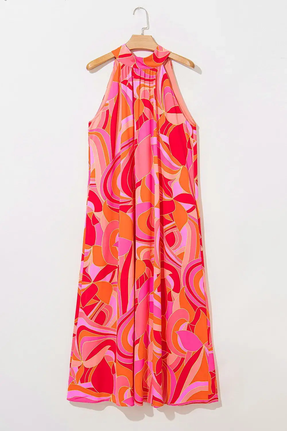 Contrast Grecian Neck Maxi Dress - dress