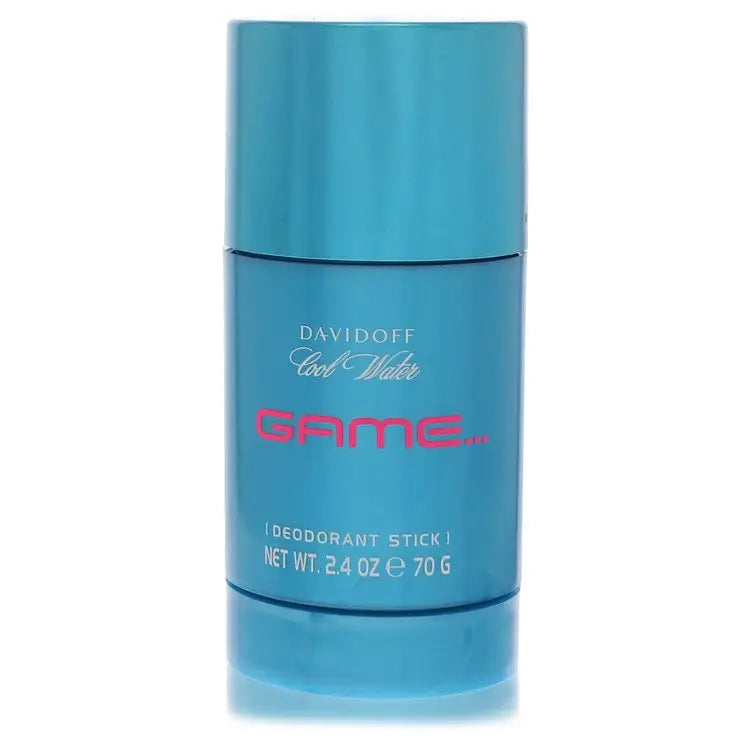 Blue Davidoff deodorant stick with light blue cap from Cool Water Game, fruity floral blend