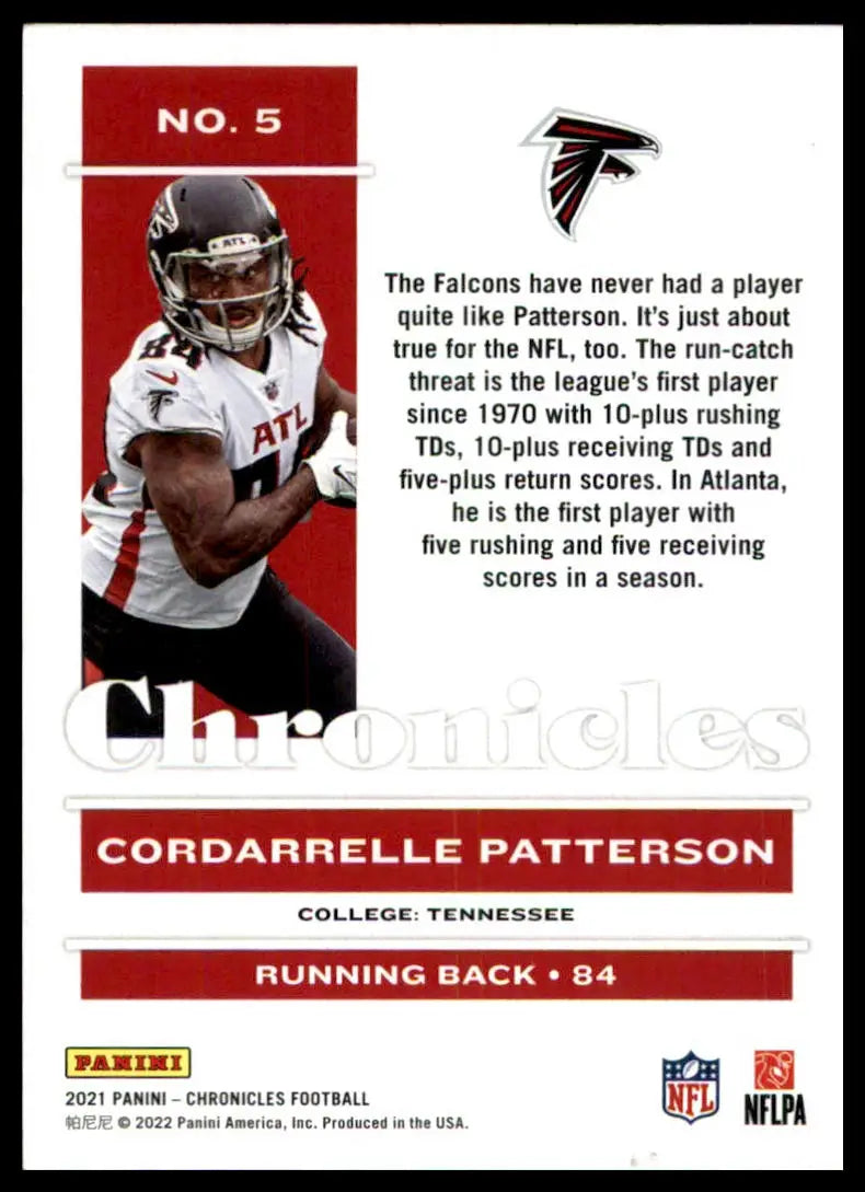 Cordarrelle Patterson football card from Panini Chronicles 2021 Atlanta Falcons series