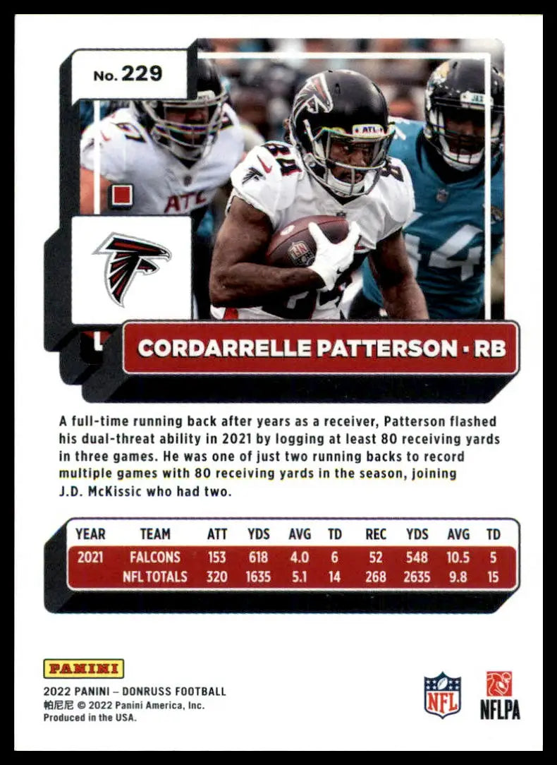 Cordarrelle Patterson football card from 2022 Donruss Atlanta Falcons product