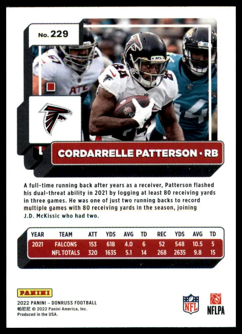 Cordarrelle Patterson football card from 2022 Donruss series featuring Atlanta Falcons player