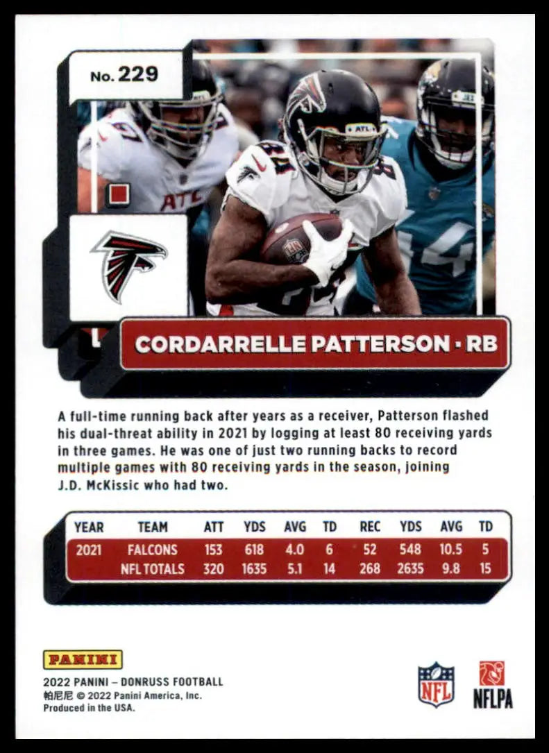 Cordarrelle Patterson football card from 2022 Donruss Atlanta Falcons collection