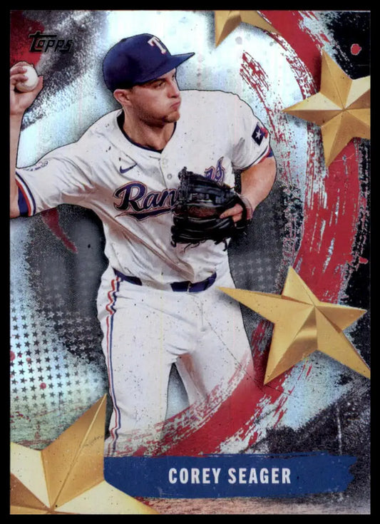 Corey Seager baseball card from 2025 Topps Stars of MLB Texas Rangers collection