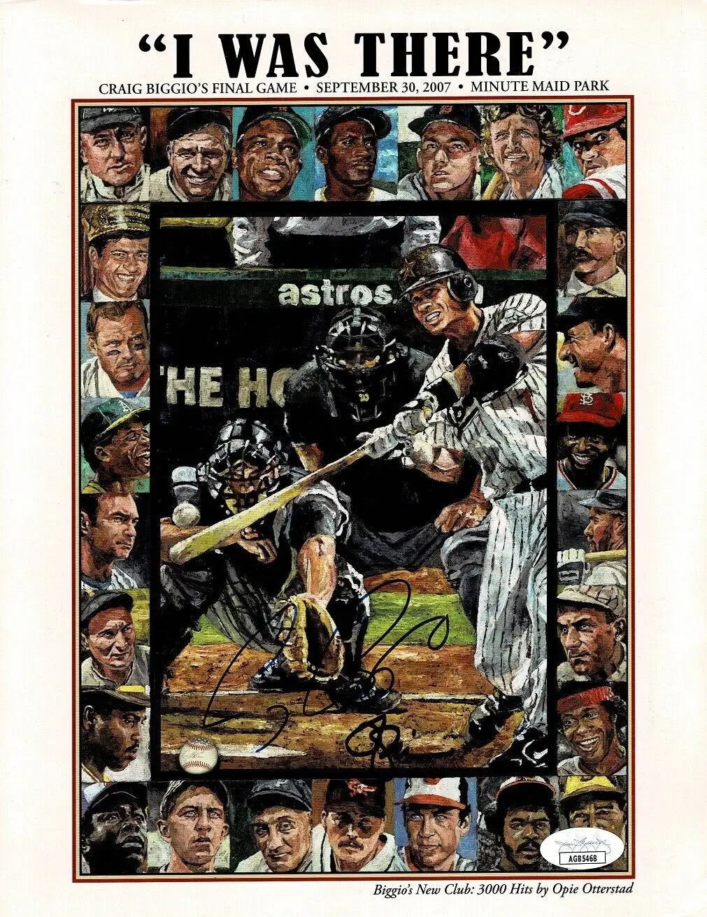 Signed Craig Biggio baseball poster celebrating his 3000th hit, Auto JSA certified