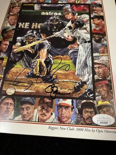 Signed Craig Biggio 3000th Hit poster with Auto JSA certification for collectors