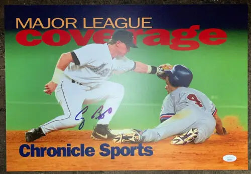 Signed baseball poster of Craig Biggio from Houston Astros Chronicle Sports insert
