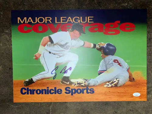 Signed baseball poster of Craig Biggio from Houston Astros Chronicle Sports insert