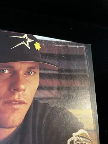 Framed portrait of Craig Biggio by Tim Mantoani in a baseball cap for Houston Astros