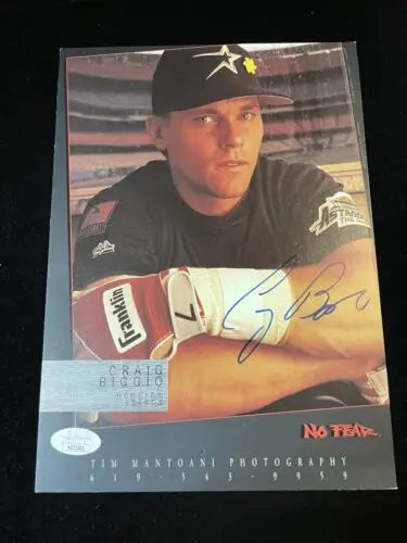 Signed Craig Biggio Tim Mantoani photo poster showcasing Houston Astros memorabilia