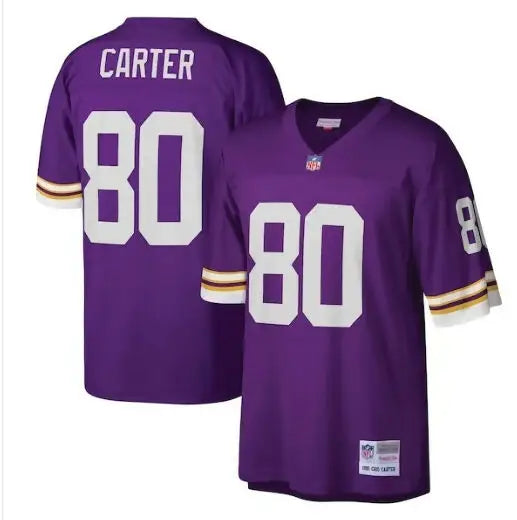 Purple Minnesota Vikings Cris Carter Legacy Replica Jersey with white numbers and name
