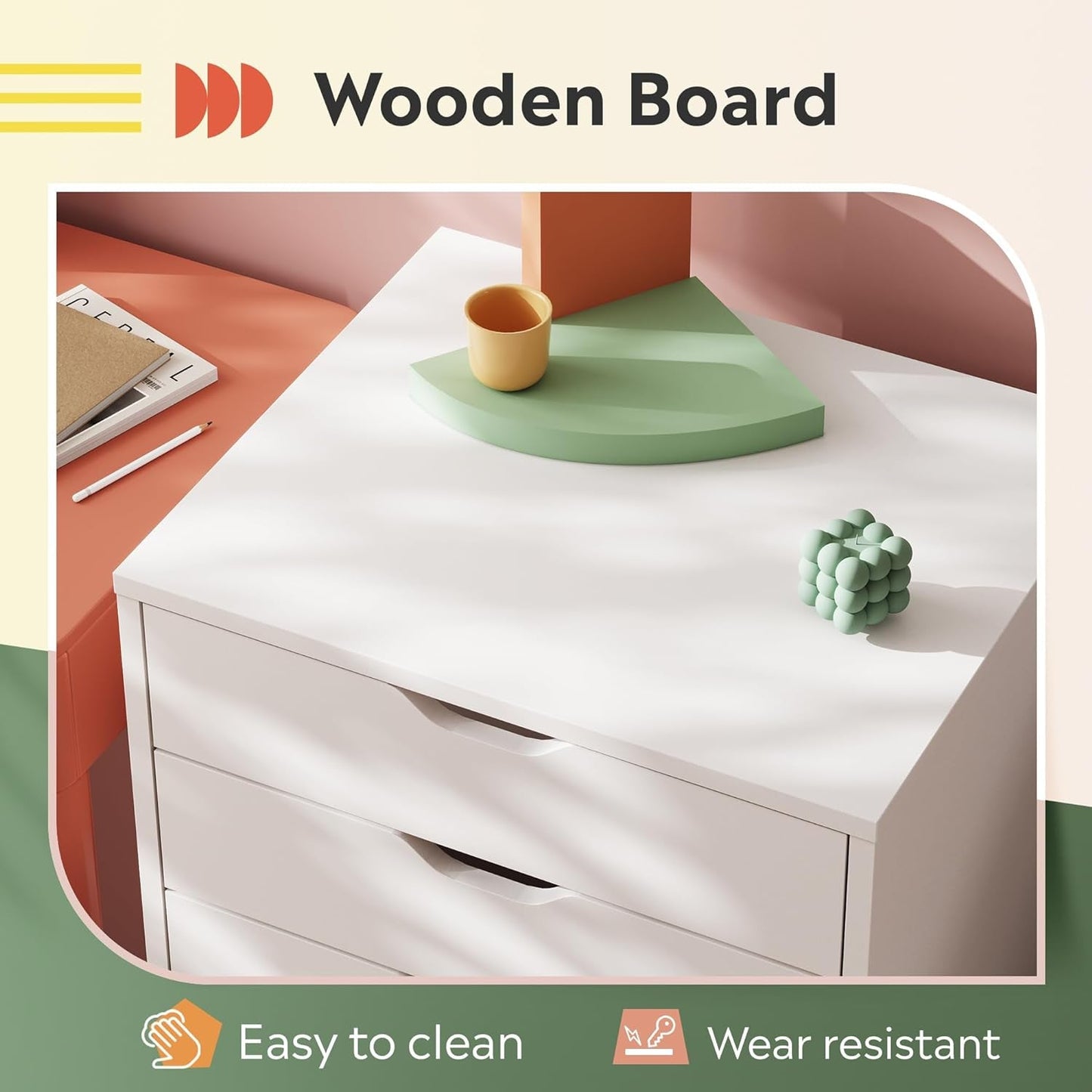 White 7-Drawer Storage Chest with Wheels-4