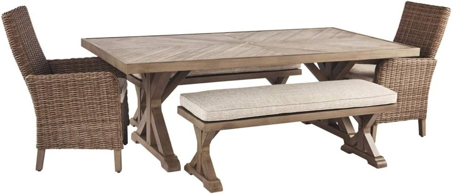 Outdoor Upholstered Dining Bench with All-Weather Foam-4