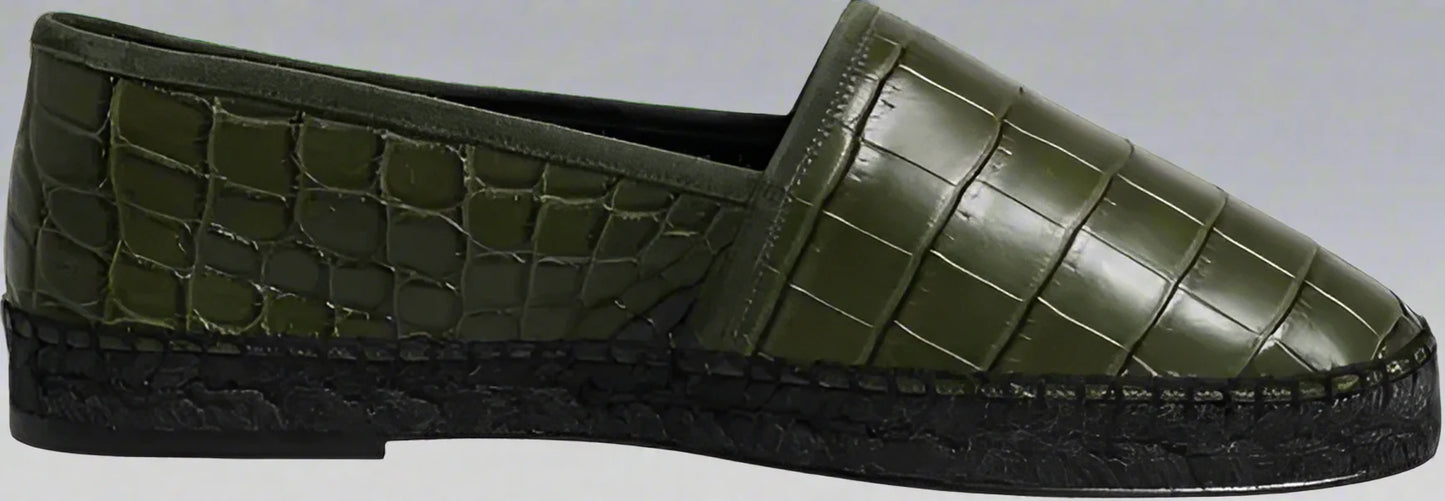 Dolce & Gabbana Green Exotic Leather Espadrilles Slip On