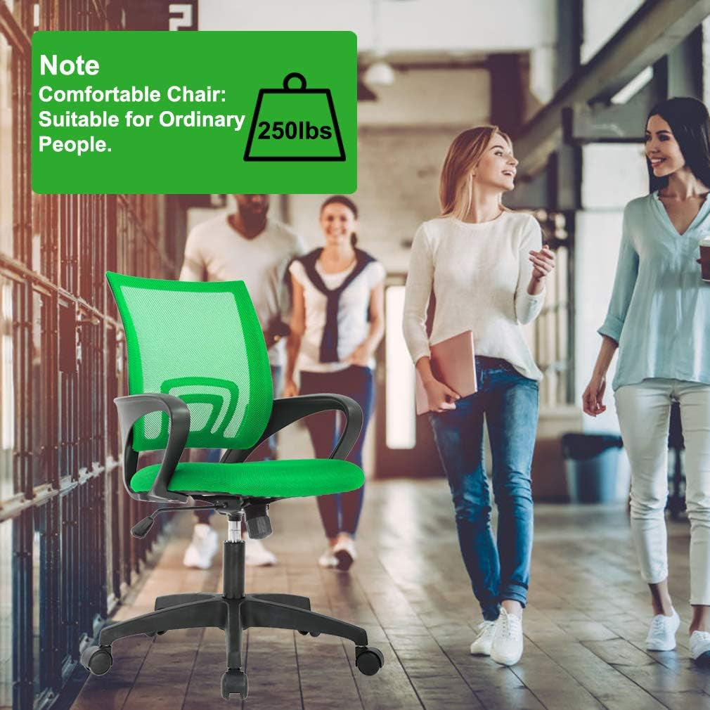 Home Office Chair Ergonomic Desk Chair Mesh Computer Chair with Lumbar Support Armrest Adjustable Rolling Swivel Chair for Women Adults, Green-4