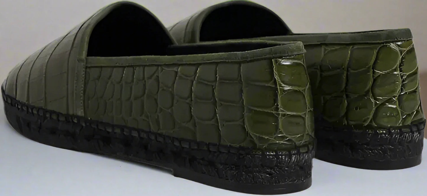 Dolce & Gabbana Green Exotic Leather Espadrilles Slip On