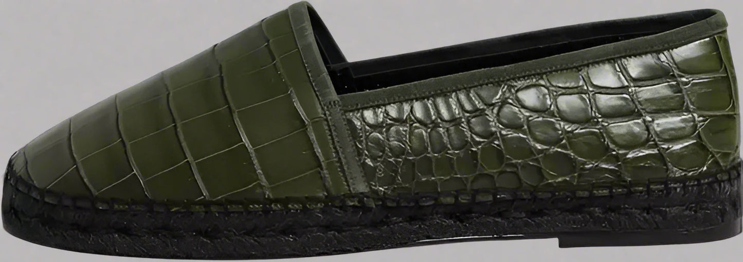 Dolce & Gabbana Green Exotic Leather Espadrilles Slip On