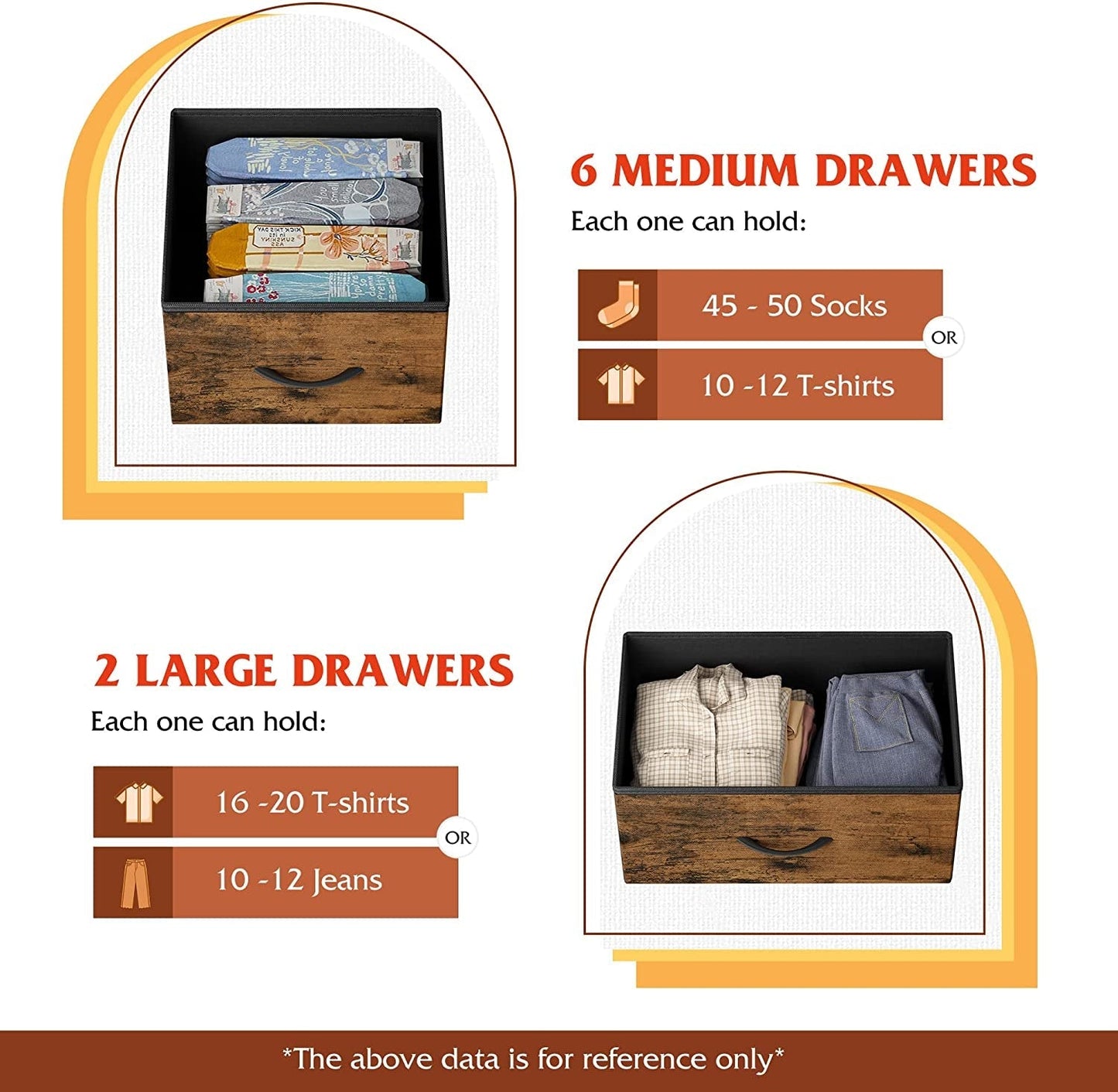 Rustic Brown Dresser with 8 Large Deep Drawers-4