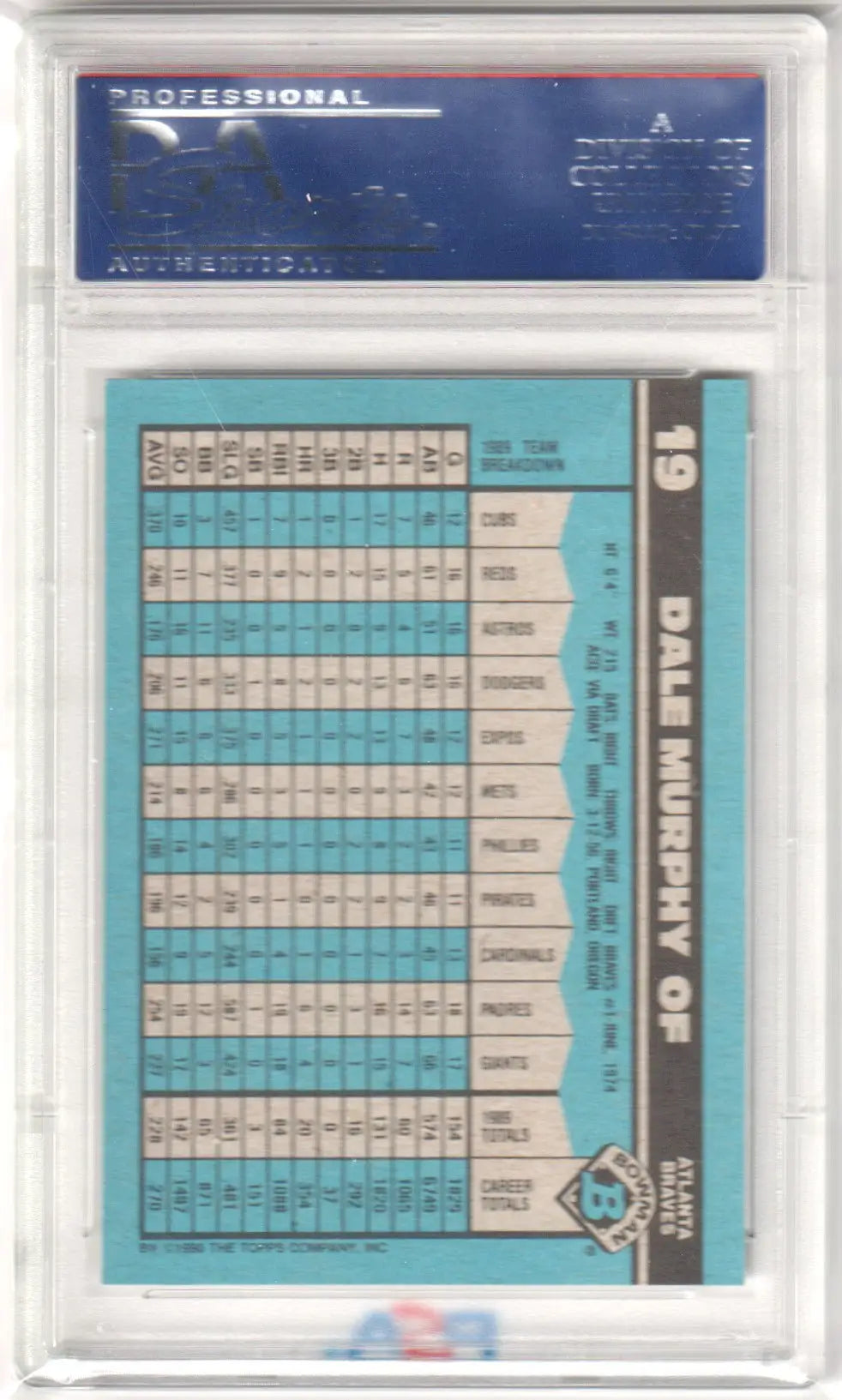Graded Dale Murphy 1990 Bowman baseball card PSA 10 Gem Mint from Columbia Hobby
