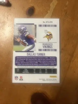 Dallas Turner 2024 Panini Contenders Rookie Ticket Swatches Jersey RC football card