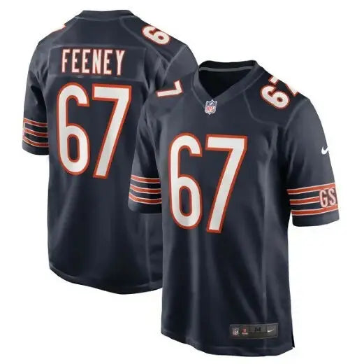 Dark blue Dan Feeney Chicago Bears Nike Game Jersey with number 67 and FEENEY on back