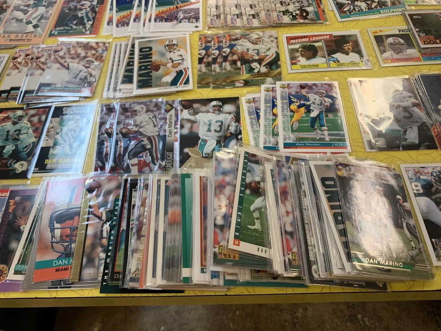 Collection of Dan Marino Miami Dolphins football trading cards from Upper Deck